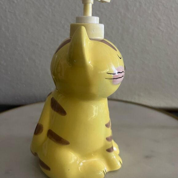Vintage Jerry Faw Kitty Liquid Dispenser Yellow 1990’s 7” - Picture 2 of 5
